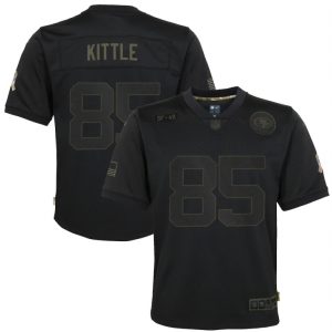 Outstanding San Francisco 49ers #85 George Kittle Youth 2020 Salute to Service Game Jersey Black
