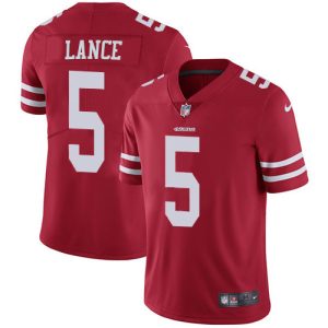 High - quality San Francisco 49ers #5 Trey Lance Red Team Color Youth Stitched NFL Vapor Untouchable Limited Jersey