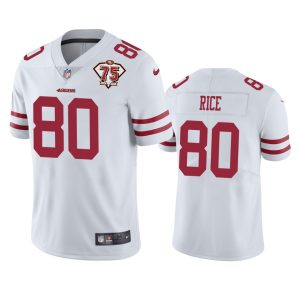 Delightful 49ers #80 Jerry Rice White Youth 75th Anniversary Stitched NFL Vapor Untouchable Limited Jersey