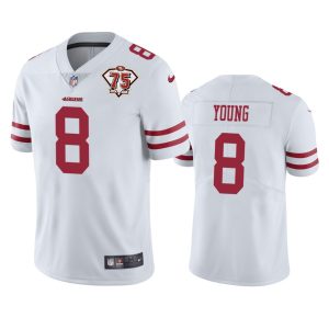 Finest 49ers #8 Steve Young White Youth 75th Anniversary Stitched NFL Vapor Untouchable Limited Jersey