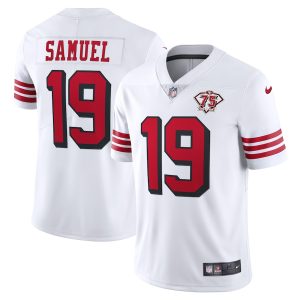 Outstanding 49ers #19 Deebo Samuel White Rush Youth 75th Anniversary Stitched NFL Vapor Untouchable Limited Jersey