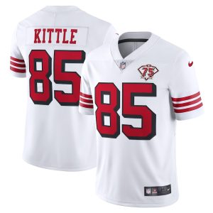 Impressive 49ers #85 George Kittle White Rush Youth 75th Anniversary Stitched NFL Vapor Untouchable Limited Jersey