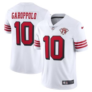 Impressive 49ers #10 Jimmy Garoppolo White Rush Youth 75th Anniversary Stitched NFL Vapor Untouchable Limited Jersey