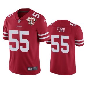 Delightful 49ers #55 Dee Ford Red Youth 75th Anniversary Stitched NFL Vapor Untouchable Limited Jersey