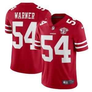 Impressive 49ers #54 Fred Warner Red Youth 75th Anniversary Stitched NFL Vapor Untouchable Limited Jersey
