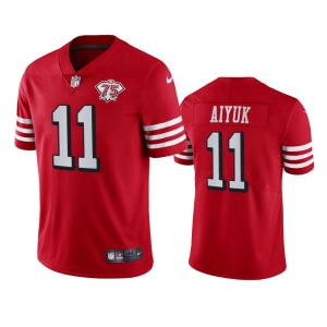 Impressive 49ers #11 Brandon Aiyuk Red Rush Youth 75th Anniversary Stitched NFL Vapor Untouchable Limited Jersey