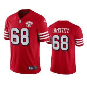 Finest 49ers #68 Colton Mckivitz Red Rush Youth 75th Anniversary Stitched NFL Vapor Untouchable Limited Jersey