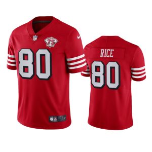 Finest 49ers #80 Jerry Rice Red Rush Youth 75th Anniversary Stitched NFL Vapor Untouchable Limited Jersey