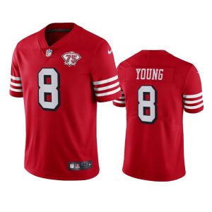 High - quality 49ers #8 Steve Young Red Rush Youth 75th Anniversary Stitched NFL Vapor Untouchable Limited Jersey
