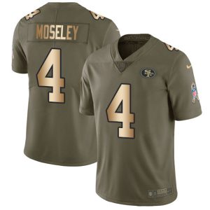 Delightful San Francisco 49ers #4 Emmanuel Moseley Olive/Gold Youth Stitched NFL Limited 2017 Salute To Service Jersey