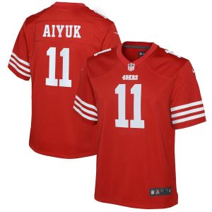 Superb San Francisco 49ers #11 Brandon Aiyuk Scarlet Youth 2022-23 NFL Game Jersey