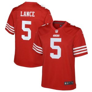 Delightful San Francisco 49ers #5 Trey Lance Scarlet Youth 2022-23 NFL Game Jersey