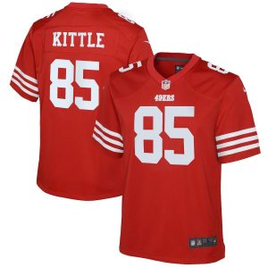 Outstanding San Francisco 49ers #85 George Kittle Scarlet Youth 2022-23 NFL Game Jersey