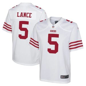 Outstanding San Francisco 49ers #5 Trey Lance White Youth 2022-23 NFL Game Jersey