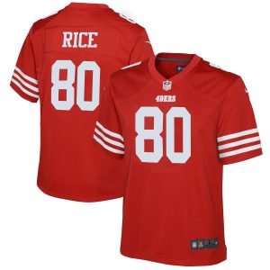 Amazing San Francisco 49ers #80 Jerry Rice Scarlet Youth 2022-23 NFL Game Jersey