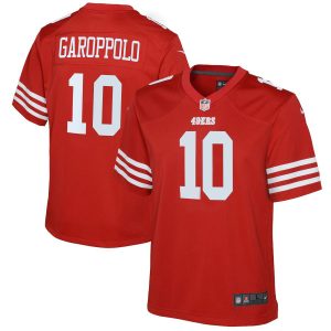 Superb San Francisco 49ers #10 Jimmy Garoppolo Scarlet Youth 2022-23 NFL Game Jersey