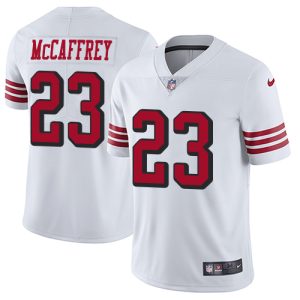 Outstanding 49ers #23 Christian McCaffrey White Rush Youth Stitched NFL Vapor Untouchable Limited Jersey