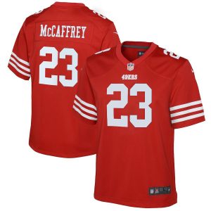 Finest San Francisco 49ers #23 Christian McCaffrey Scarlet Youth 2022-23 NFL Game Jersey