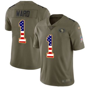 Impressive 49ers #1 Jimmie Ward Olive/USA Flag Youth Stitched NFL Limited 2017 Salute To Service Jersey