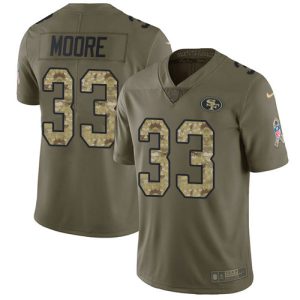 Impressive 49ers #33 Tarvarius Moore Olive/Camo Youth Stitched NFL Limited 2017 Salute To Service Jersey