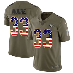 Impressive 49ers #33 Tarvarius Moore Olive/USA Flag Youth Stitched NFL Limited 2017 Salute To Service Jersey