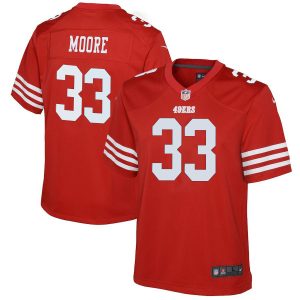 Outstanding San Francisco 49ers #33 Tarvarius Moore Scarlet Youth 2022-23 NFL Game Jersey