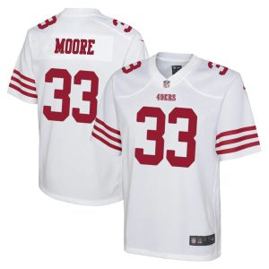 Premium San Francisco 49ers #33 Tarvarius Moore White Youth 2022-23 NFL Game Jersey
