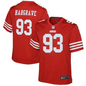 Superb San Francisco 49ers #93 Javon Hargrave Scarlet Youth 2022-23 NFL Game Jersey