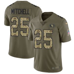 Delightful 49ers #25 Elijah Mitchell Olive/Camo Youth Stitched NFL Limited 2017 Salute To Service Jersey