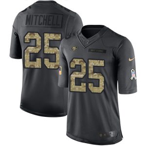Premium 49ers #25 Elijah Mitchell Black Youth Stitched NFL Limited 2016 Salute to Service Jersey