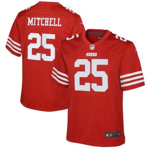 Exceptional San Francisco 49ers #25 Elijah Mitchell Scarlet Youth 2022-23 NFL Game Jersey