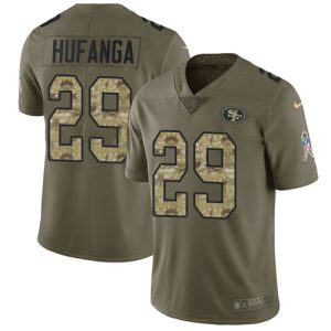Impressive 49ers #29 Talanoa Hufanga Olive/Camo Youth Stitched NFL Limited 2017 Salute To Service Jersey