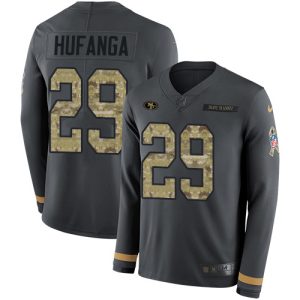 Superb 49ers #29 Talanoa Hufanga Anthracite Salute to Service Youth Stitched NFL Limited Therma Long Sleeve Jersey