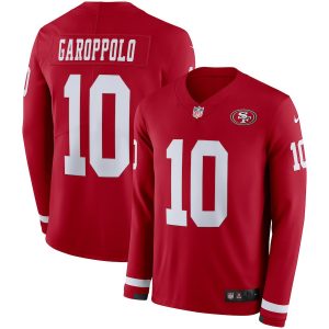 Delightful Men's 49ers #10 Jimmy Garoppolo Red Team Color Men's Stitched NFL Limited Therma Long Sleeve Jersey