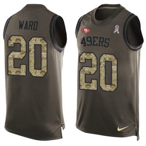 Exceptional 49ers #20 Jimmie Ward Green Men's Stitched NFL Limited Salute To Service Tank Top Jersey