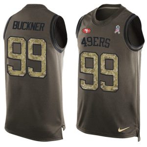 Premium 49ers #99 DeForest Buckner Green Men's Stitched NFL Limited Salute To Service Tank Top Jersey