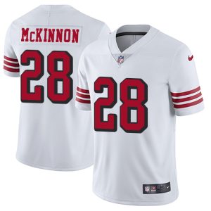 Exceptional 49ers #28 Jerick McKinnon White Rush Men's Stitched NFL Vapor Untouchable Limited Jersey