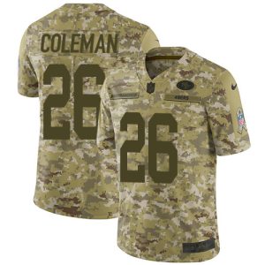 Fantastic 49ers #26 Tevin Coleman Camo Men's Stitched NFL Limited 2018 Salute To Service Jersey