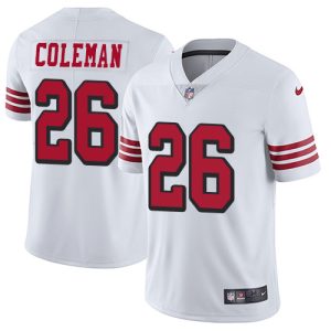 High - quality 49ers #26 Tevin Coleman White Rush Men's Stitched NFL Vapor Untouchable Limited Jersey
