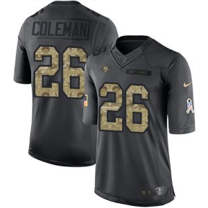 Premium 49ers #26 Tevin Coleman Black Men's Stitched NFL Limited 2016 Salute to Service Jersey