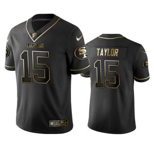 Fantastic 49ers #15 Trent Taylor Black Golden Limited Edition Stitched NFL Jersey