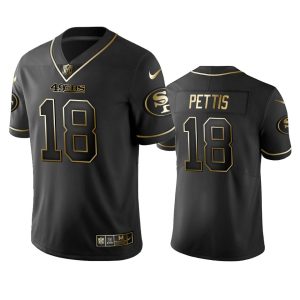 Superb 49ers #18 Dante Pettis Black Golden Limited Edition Stitched NFL Jersey