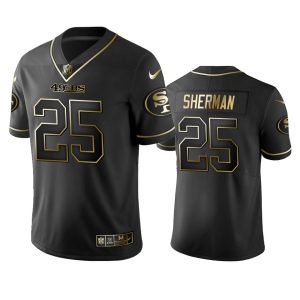 Finest 49ers #25 Richard Sherman Black Golden Limited Edition Stitched NFL Jersey