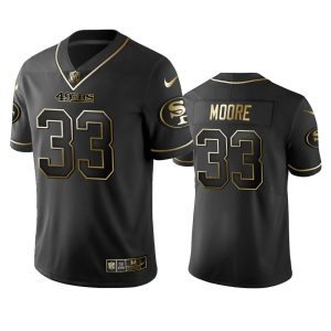 Outstanding 49ers #33 Tarvarius Moore Black Golden Limited Edition Stitched NFL Jersey
