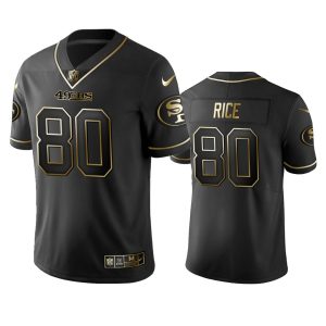 Impressive 49ers #80 Jerry Rice Black Golden Limited Edition Stitched NFL Jersey