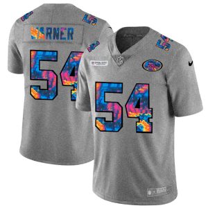 High - quality San Francisco 49ers #54 Fred Warner Men's Multi-Color 2020 NFL Crucial Catch NFL Jersey Greyheather