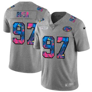 Superb San Francisco 49ers #97 Nick Bosa Men's Multi-Color 2020 NFL Crucial Catch NFL Jersey Greyheather