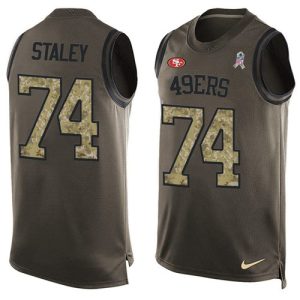Premium 49ers #74 Joe Staley Green Men's Stitched NFL Limited Salute To Service Tank Top Jersey