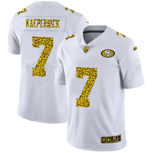 Premium San Francisco 49ers #7 Colin Kaepernick Men's Flocked Leopard Print Vapor Limited NFL Jersey White