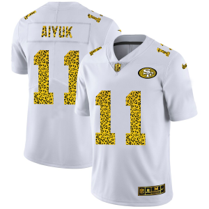 Impressive San Francisco 49ers #11 Brandon Aiyuk Men's Flocked Leopard Print Vapor Limited NFL Jersey White